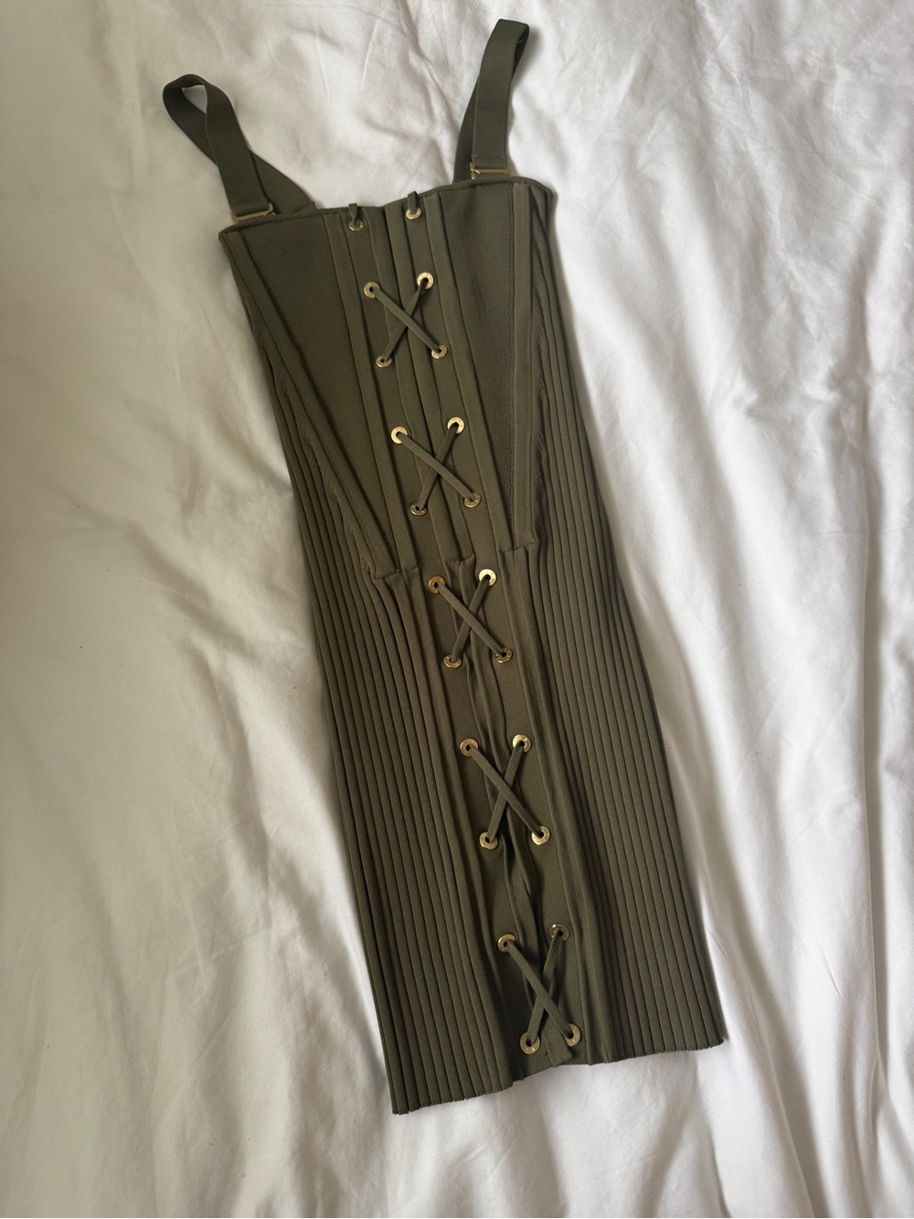 Dion Lee Laced Square-Neck Stretched Corset Mini Dress